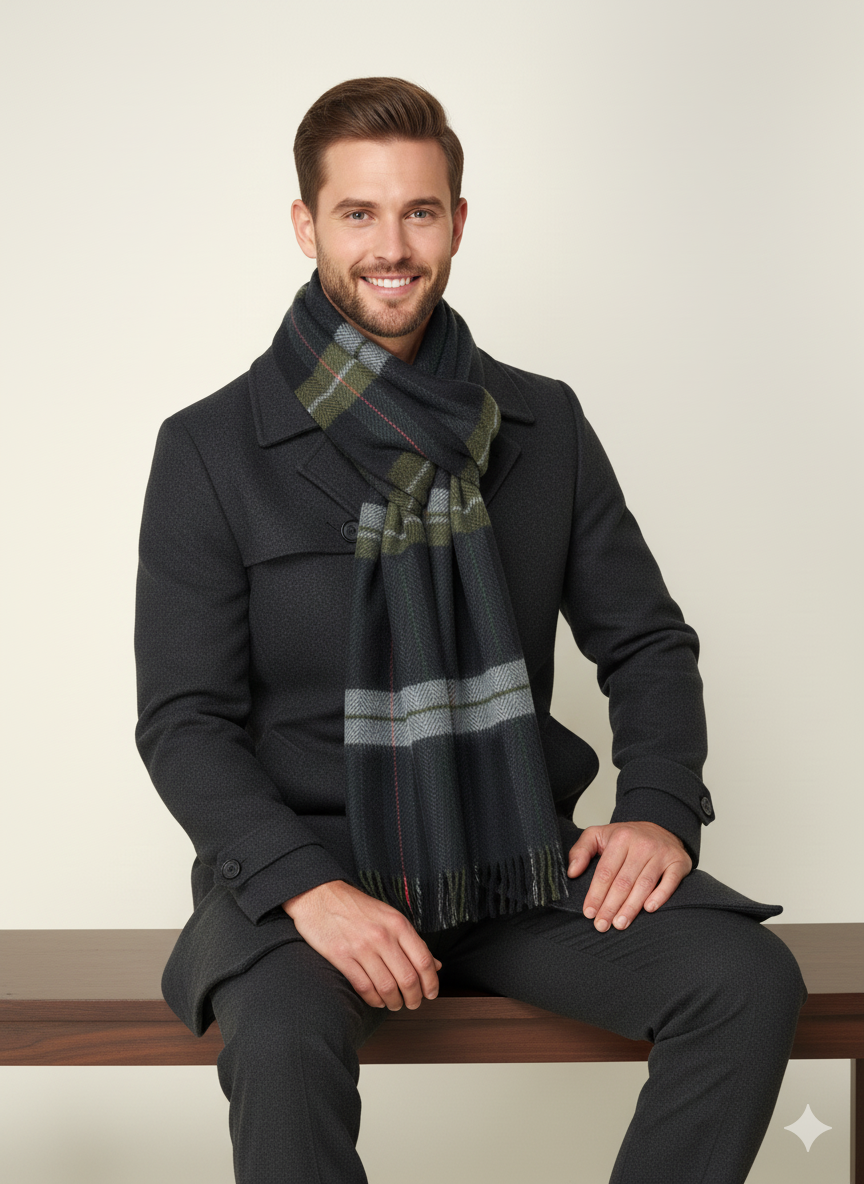 Oppland Erkek Kışlık Atkı Çizgili Pamuklu Örme Püsküllü Yumuşak Dokulu Şık Ve Sıcak Tutan Model