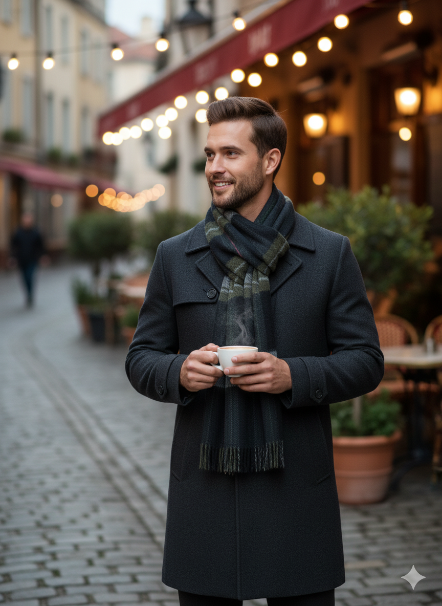 Oppland Erkek Kışlık Atkı Çizgili Pamuklu Örme Püsküllü Yumuşak Dokulu Şık Ve Sıcak Tutan Model