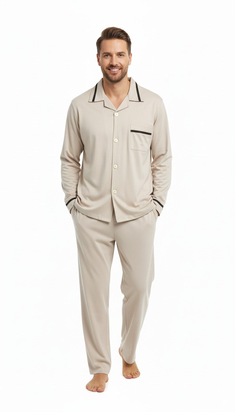 Oppland Erkek Pijama Takımı Saten Kumaş Klasik Model Cepli Rahat Tam Kalıp OPEPT26PIEROMOD92