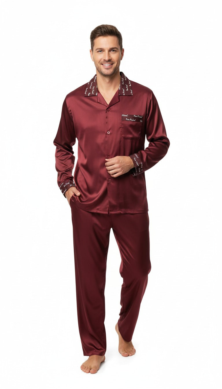 Oppland Erkek Pijama Takımı Saten Kumaş Klasik Model Cepli Rahat Tam Kalıp OPEPT26PIEROMOD92