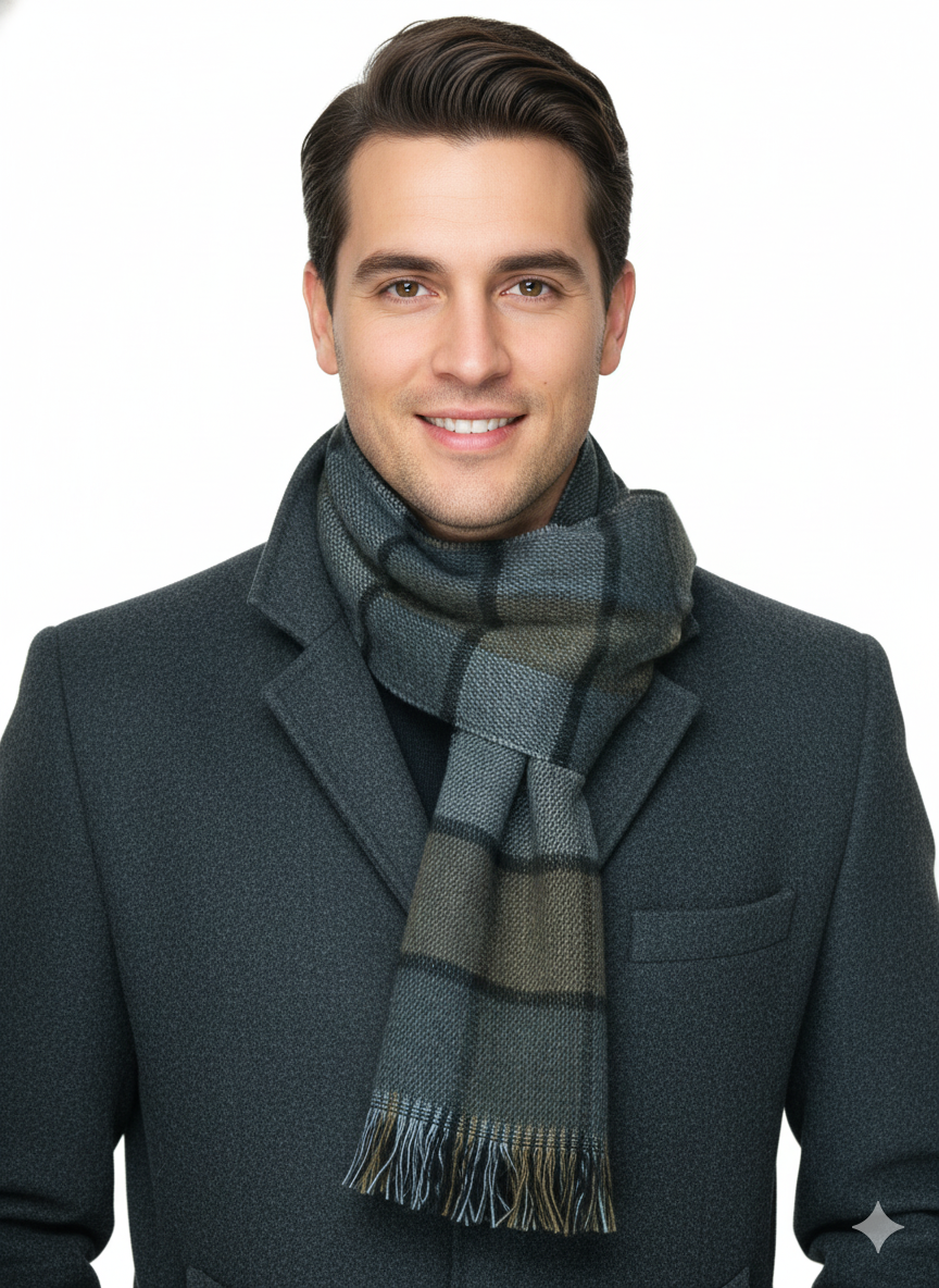 Oppland Erkek Kışlık Atkı Çizgili Pamuklu Örme Püsküllü Yumuşak Dokulu Şık Ve Jakarlı Model