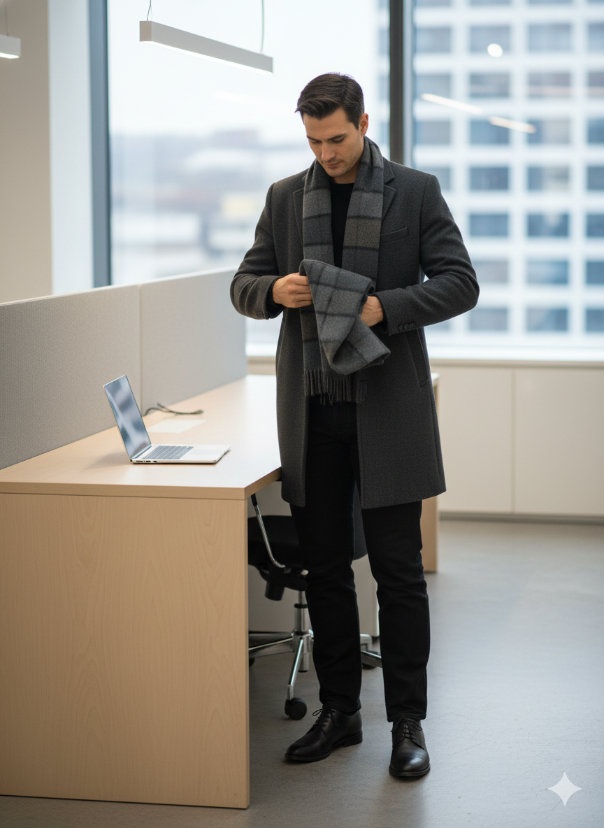 Oppland Erkek Kışlık Atkı Çizgili Pamuklu Örme Püsküllü Yumuşak Dokulu Şık Ve Jakarlı Model