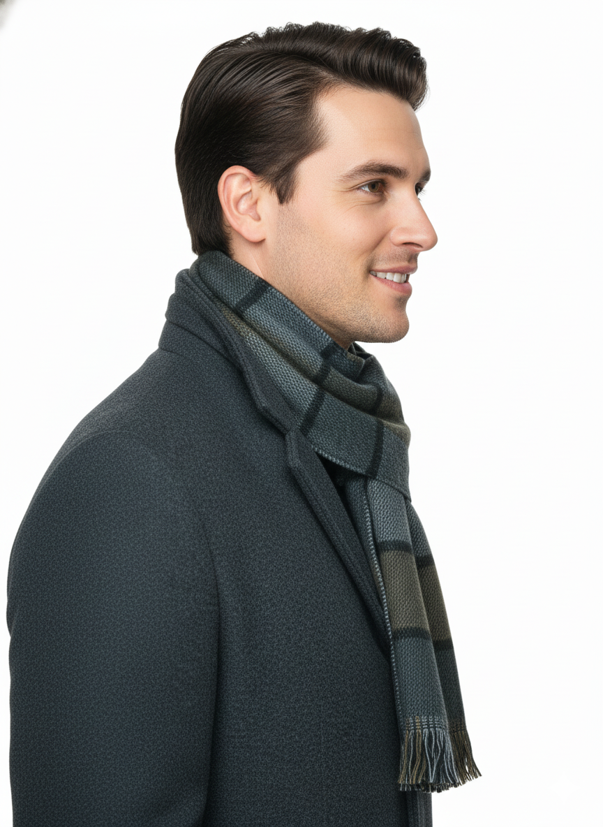 Oppland Erkek Kışlık Atkı Çizgili Pamuklu Örme Püsküllü Yumuşak Dokulu Şık Ve Jakarlı Model