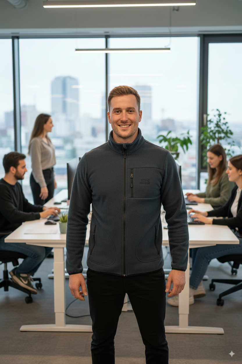 Erkek Kışlık Polar Sweatshirt Hırka Önü Cepleri Fermuarlı Hakim Yaka Rahat RahatAnti pilling