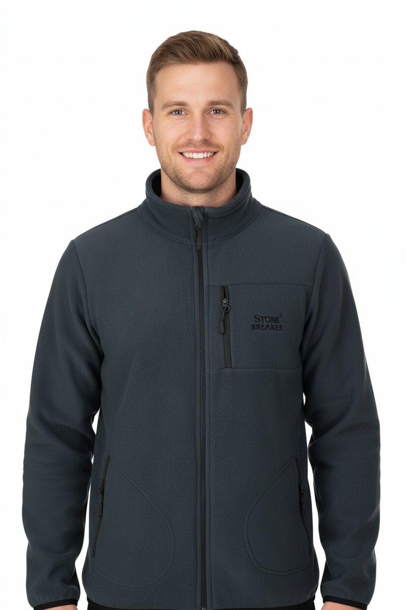 Erkek Kışlık Polar Sweatshirt Hırka Önü Cepleri Fermuarlı Hakim Yaka Rahat RahatAnti pilling