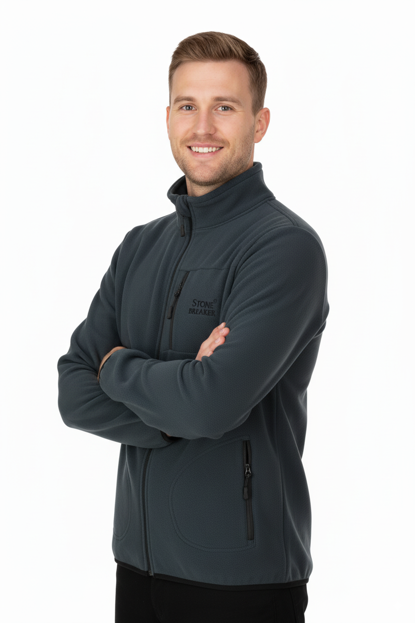 Erkek Kışlık Polar Sweatshirt Hırka Önü Cepleri Fermuarlı Hakim Yaka Rahat RahatAnti pilling