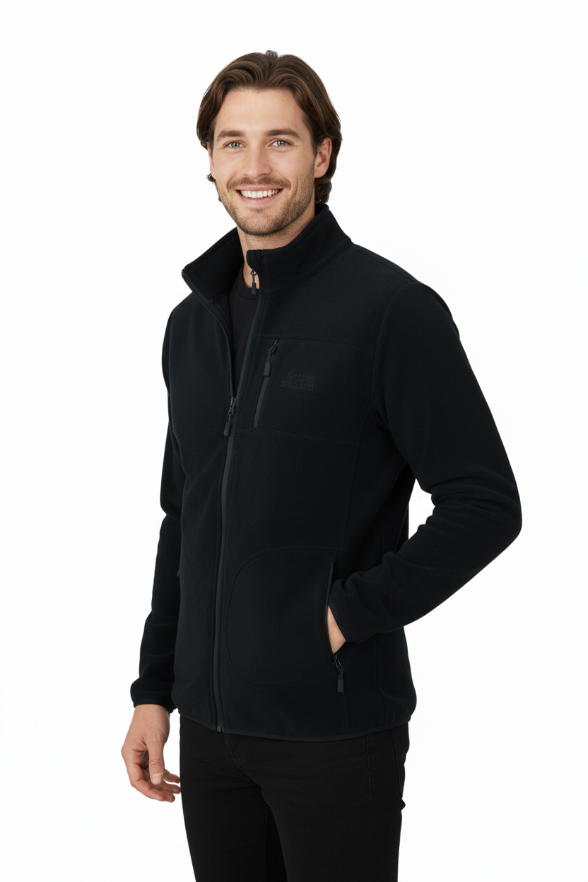 Erkek Kışlık Polar Sweatshirt Hırka Önü Ve Cepleri Fermuarlı Hakim Yaka TamKalıp Antipilling