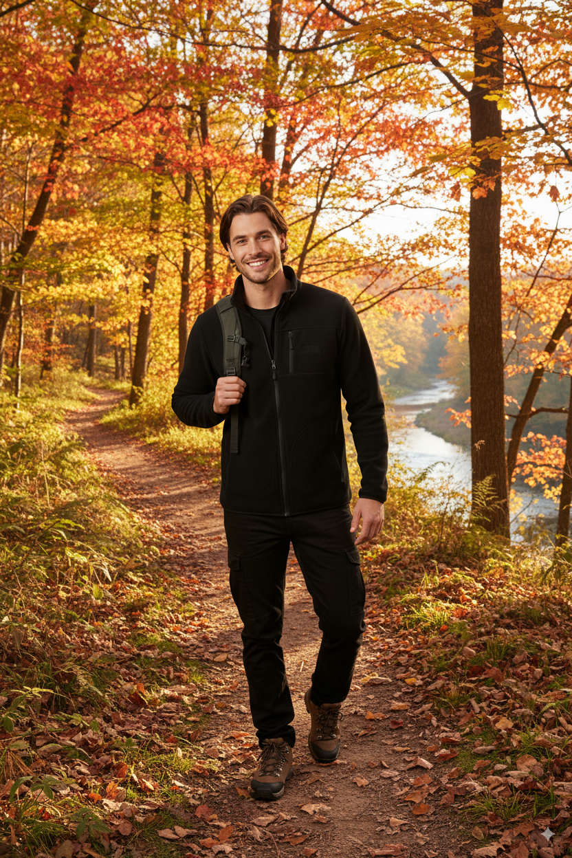 Erkek Kışlık Polar Sweatshirt Hırka Önü Ve Cepleri Fermuarlı Hakim Yaka TamKalıp Antipilling