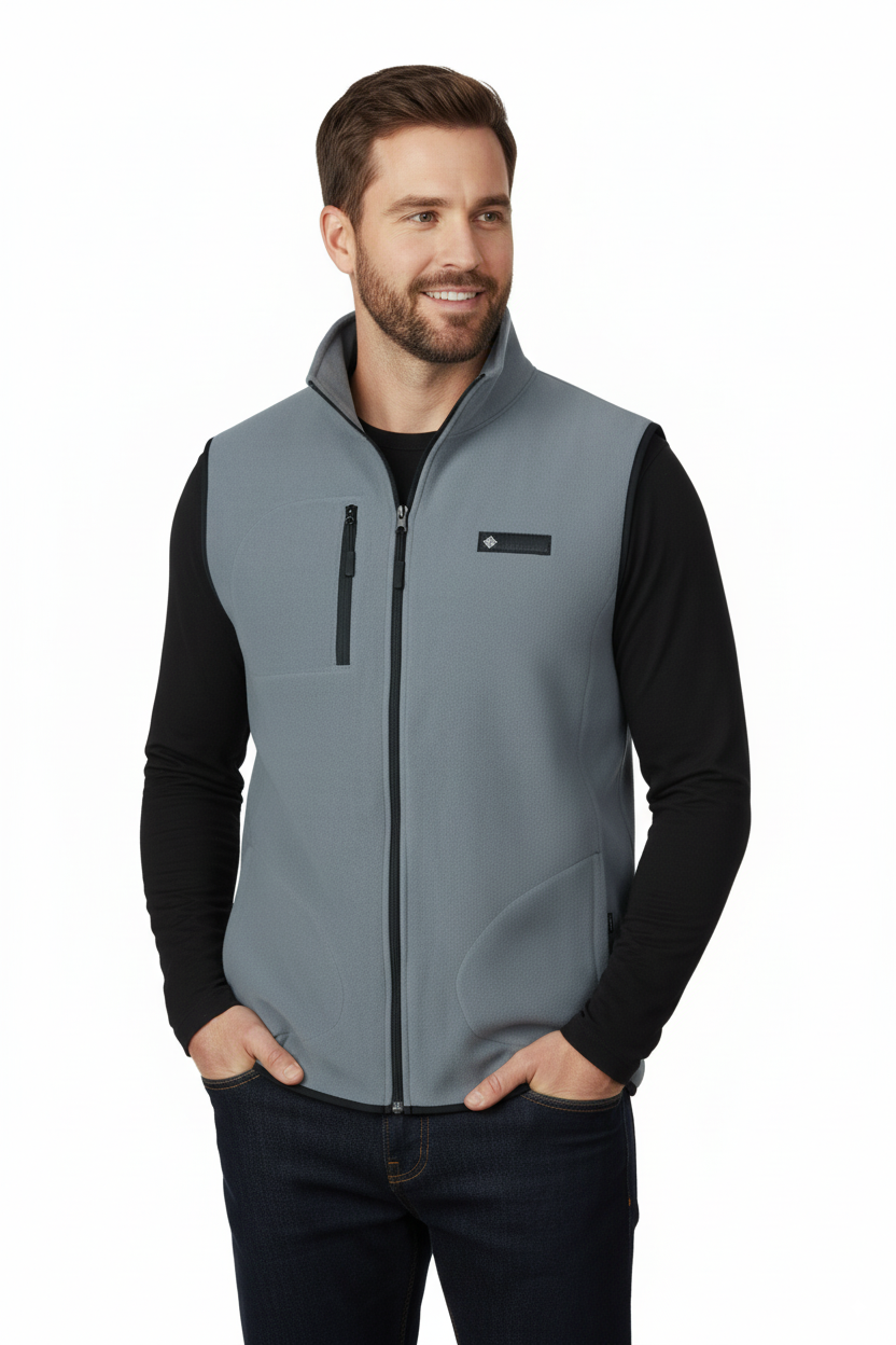 Erkek Kışlık Polar Yelek Önü Ve Cepleri Fermuarlı Hakim Yaka Rahat Kesim Tam Kalıp