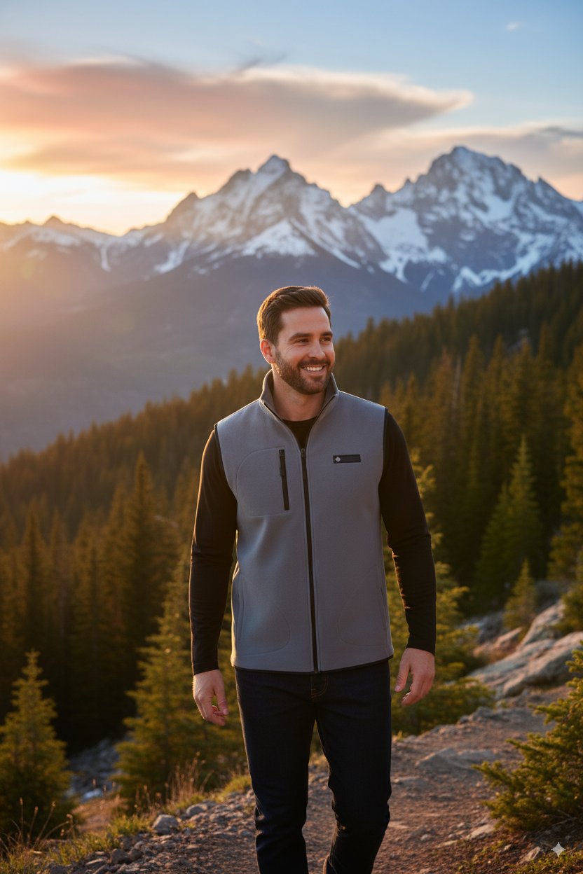 Erkek Kışlık Polar Yelek Önü Ve Cepleri Fermuarlı Hakim Yaka Rahat Kesim Tam Kalıp