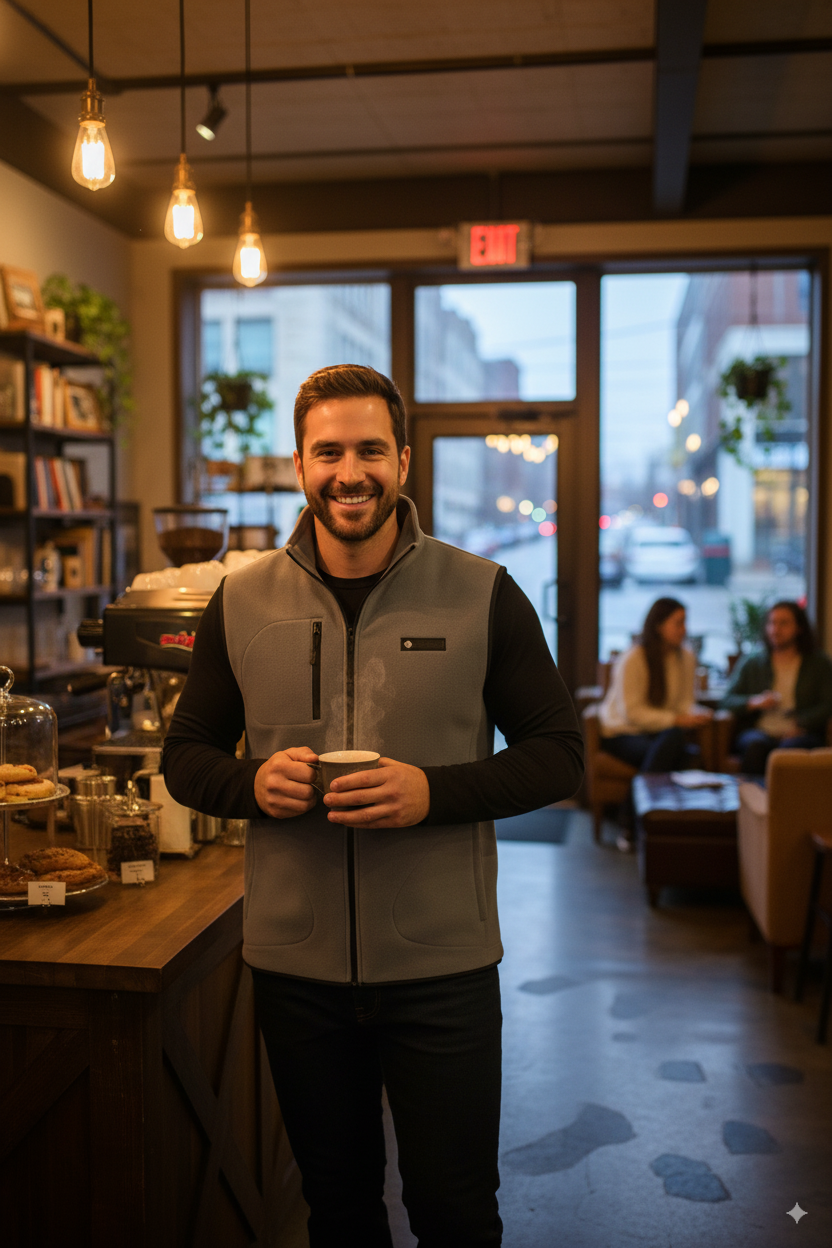 Erkek Kışlık Polar Yelek Önü Ve Cepleri Fermuarlı Hakim Yaka Rahat Kesim Tam Kalıp