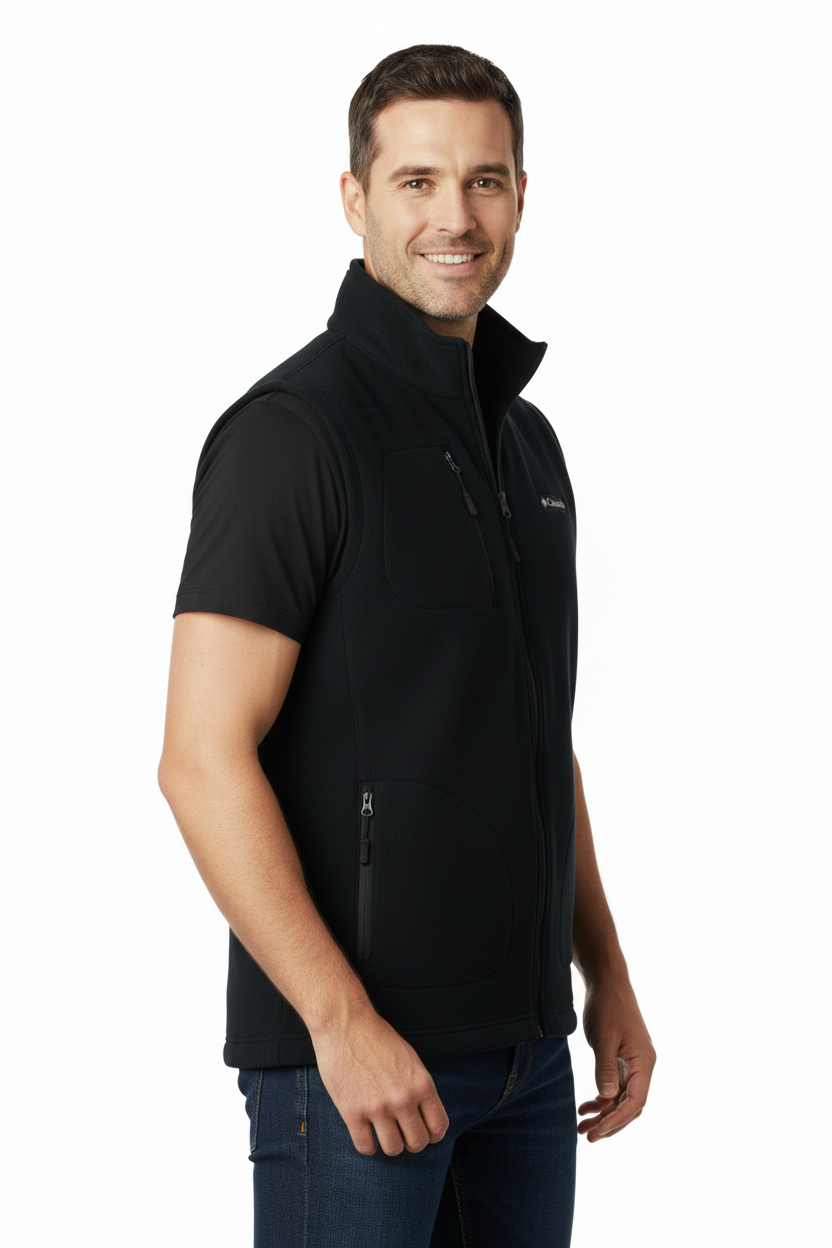 Erkek Kışlık Polar Yelek Önü Ve Cepleri Fermuarlı Hakim Yaka Rahat Kesim Tam Kalıp