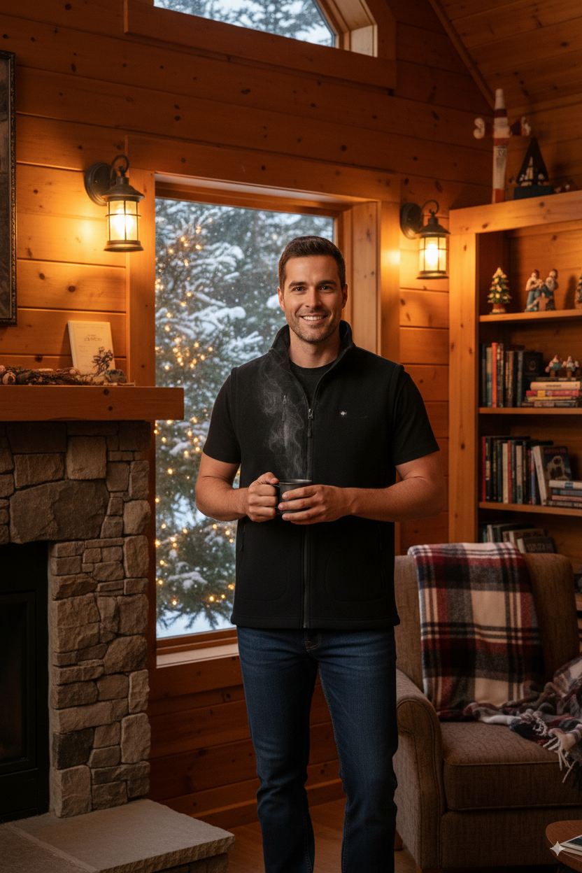 Erkek Kışlık Polar Yelek Önü Ve Cepleri Fermuarlı Hakim Yaka Rahat Kesim Tam Kalıp