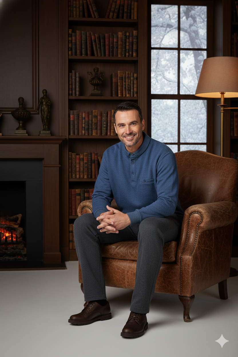 Oppland Erkek Kışlık Kazak Polo Yaka Oxford Fleto Cepli Dokulu Rahat Kesim Tam Kalıp