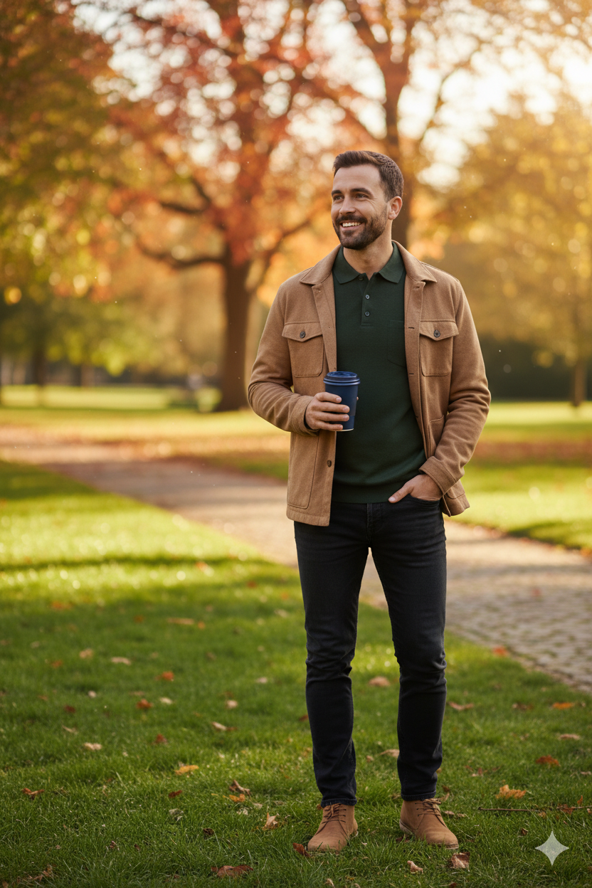 Erkek Kışlık Kazak Pamuklu Düğmeli Polo Yaka Cepli Uzun Kollu Klasik Desenli Rahat Kesim