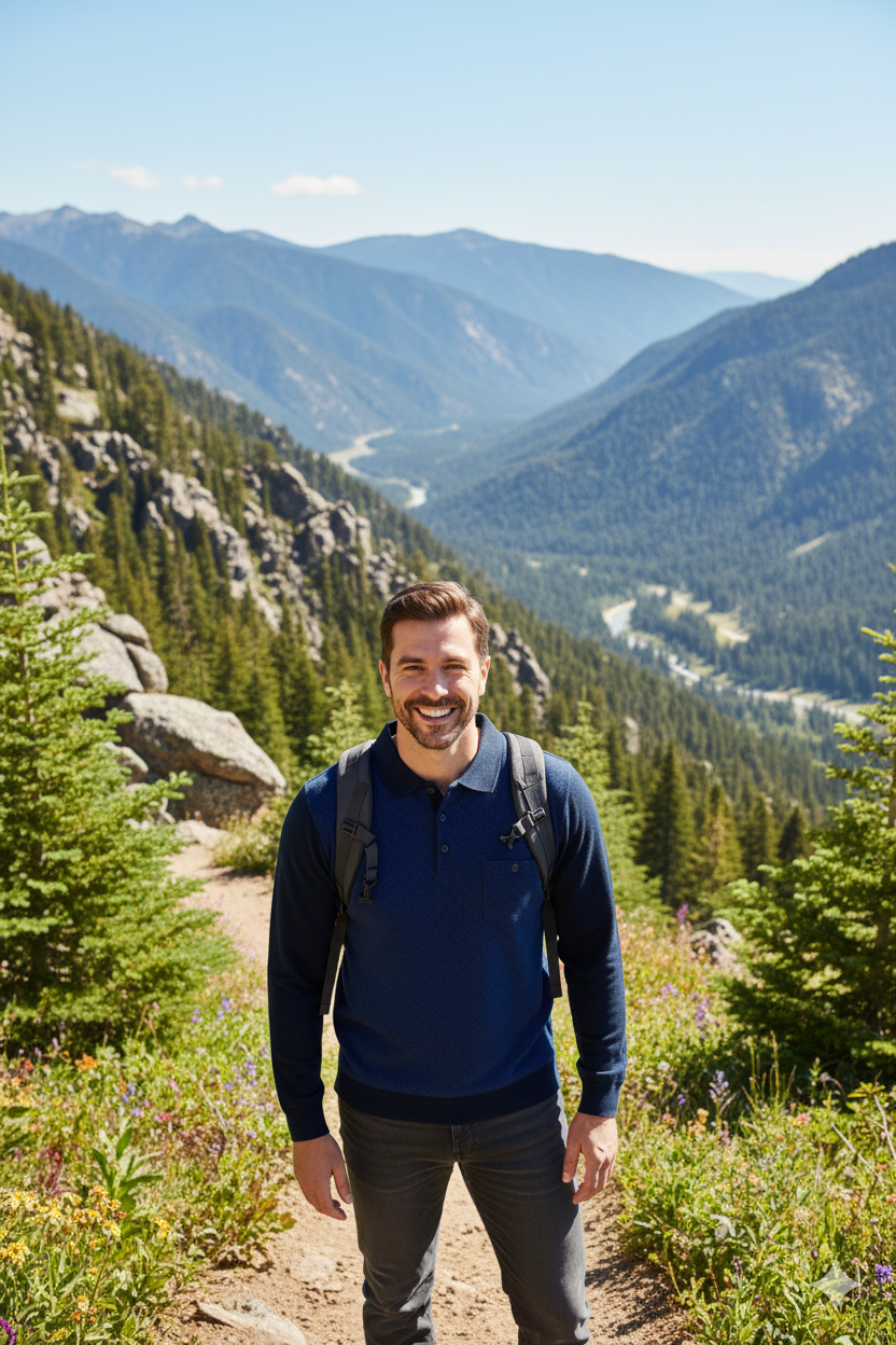 Erkek Kışlık Kazak Pamuklu Düğmeli Polo Yaka Cepli Uzun Kollu Klasik Desenli Rahat Kesim