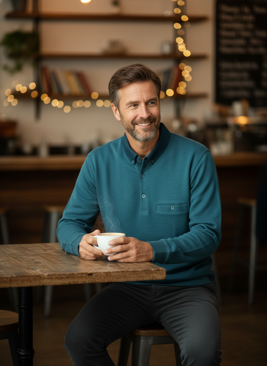 Oppland Erkek Kışlık Kazak Polo Yaka Oxford Fleto Cepli Dokulu Rahat Kesim Tam Kalıp