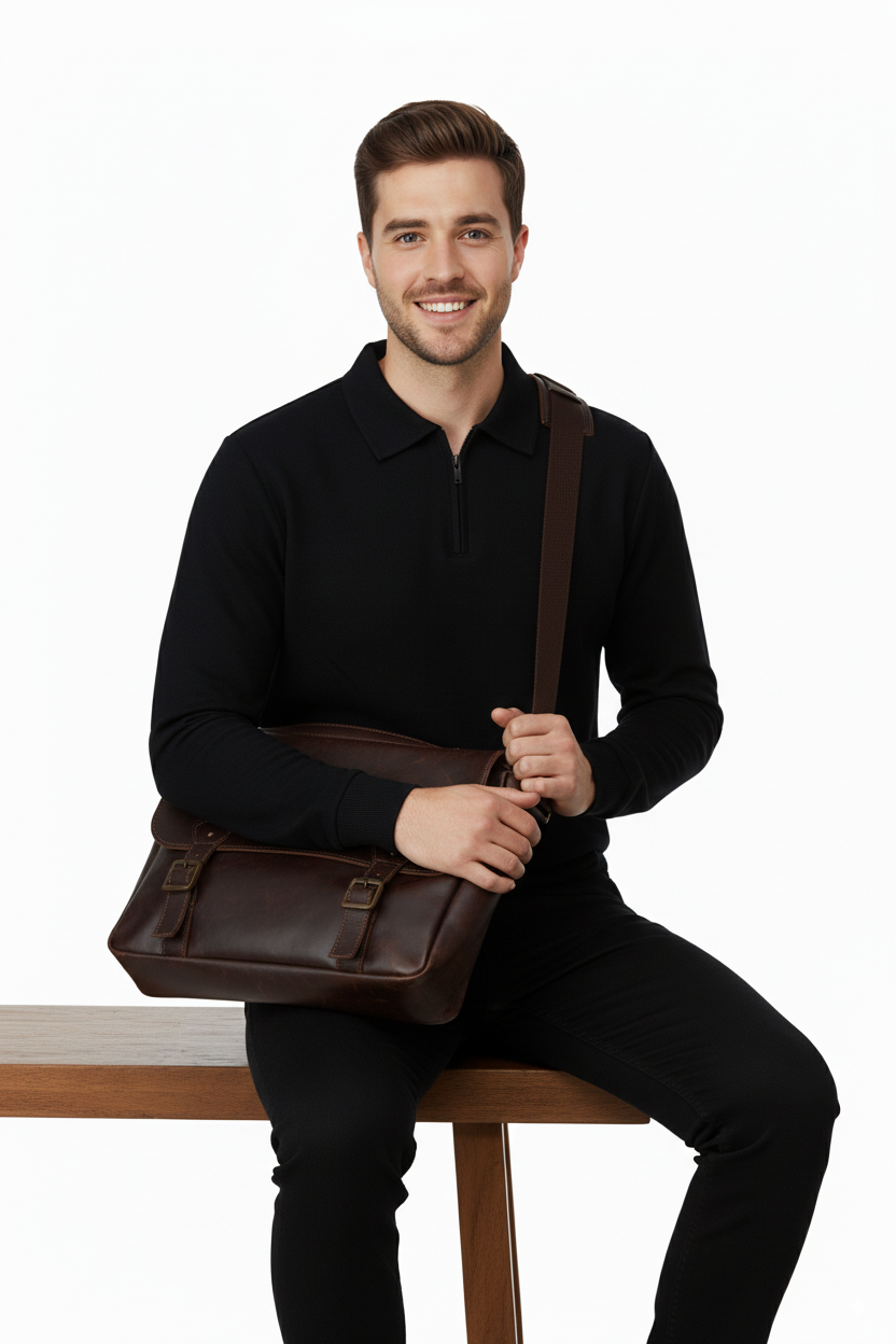 Erkek Kışlık Kazak Pamuklu Dokuma Yarım Fermuarlı Polo Yaka Uzun Kollu Düz Renk Rahat Kesim