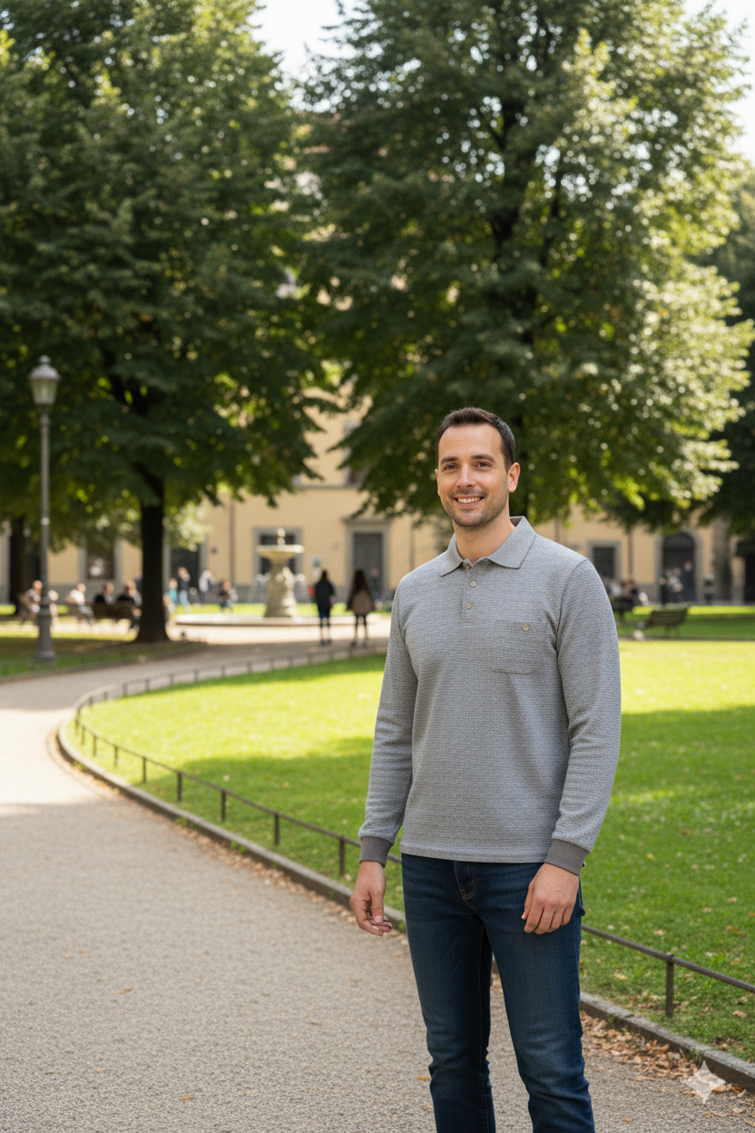 Erkek Mevsimlik Kazak Pamuklu Dokuma Düğmeli Polo Yaka Cepli Uzun Kollu Kırçıl Desenli Rahat