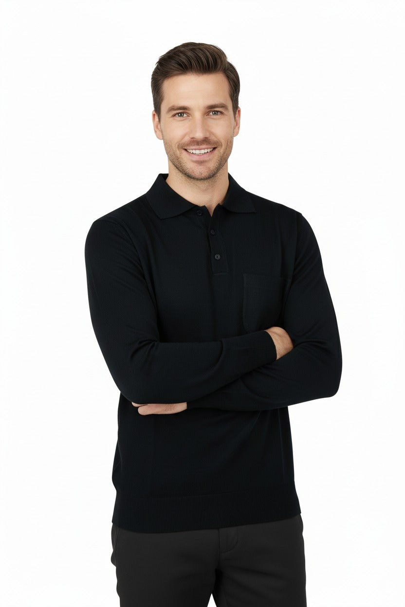 Oppland Erkek Kazak Polo Yaka Yün Tarzı Dokuma Cepli Klasik Model Tam Kalıp