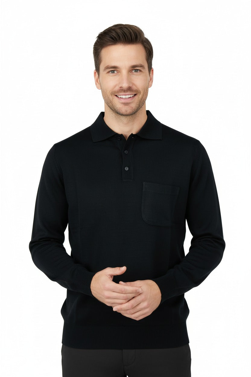 Oppland Erkek Kazak Polo Yaka Yün Tarzı Dokuma Cepli Klasik Model Tam Kalıp