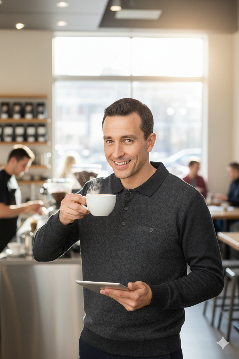 Erkek Kışlık Kazak Pamuklu Düğmeli Polo Yaka Cepli Uzun Kollu Klasik Desenli Rahat Kesim