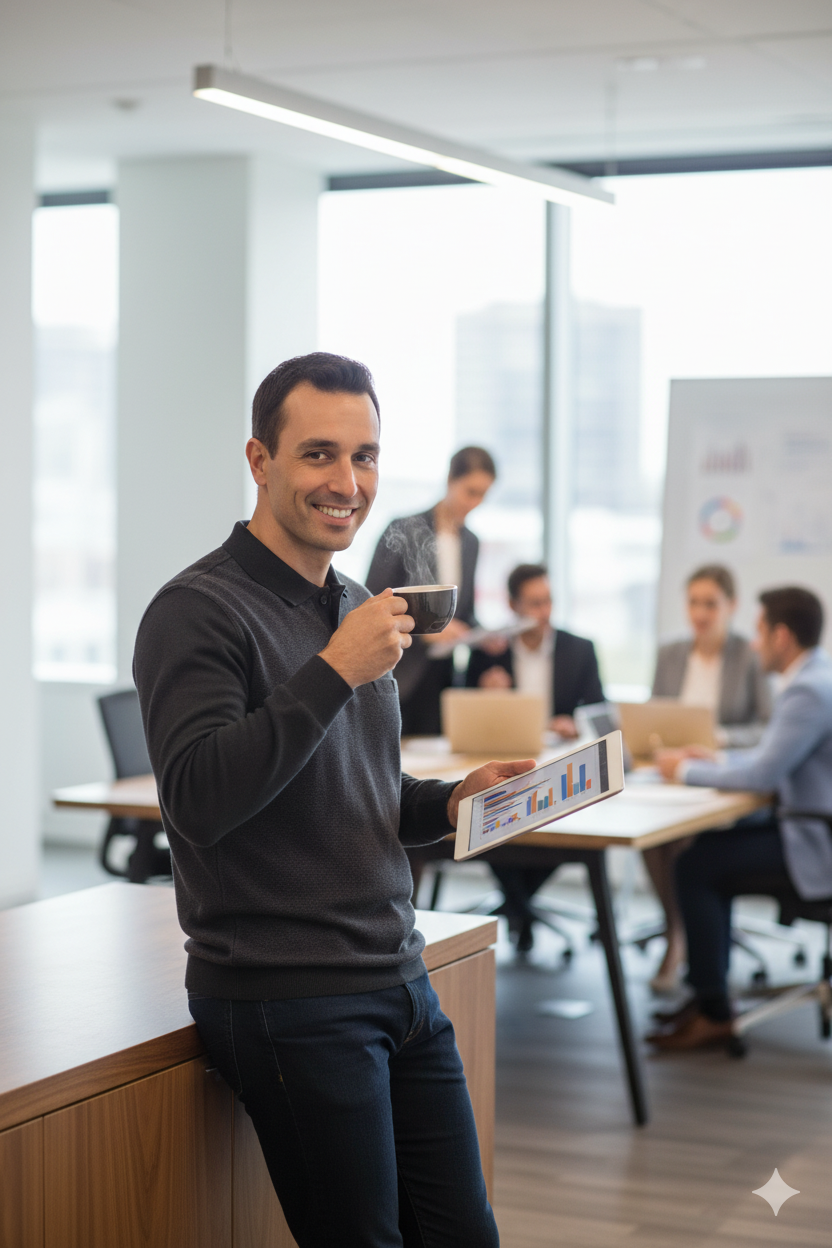 Erkek Kışlık Kazak Pamuklu Düğmeli Polo Yaka Cepli Uzun Kollu Klasik Desenli Rahat Kesim