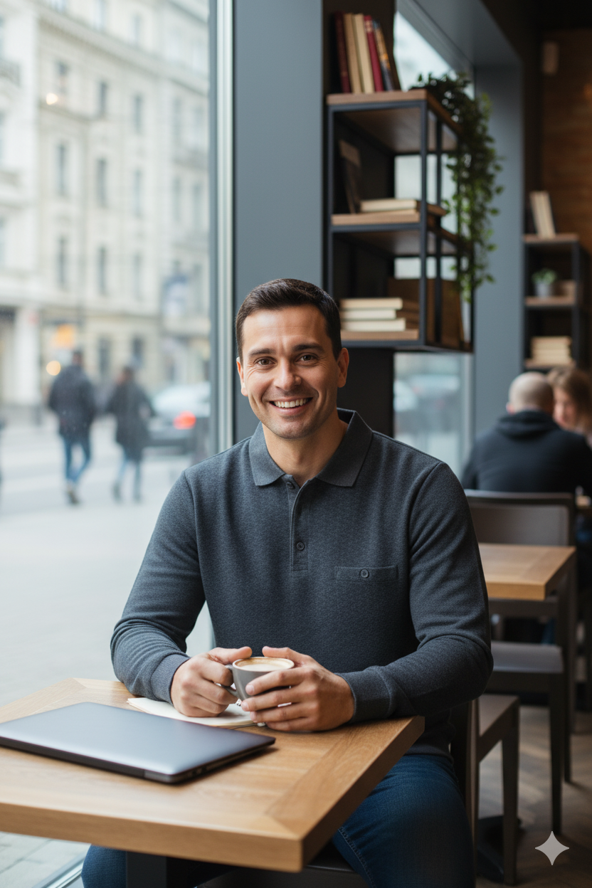 Erkek Kışlık Kazak Pamuklu Düğmeli Polo Yaka Cepli Uzun Kollu Klasik Desenli Rahat Kesim