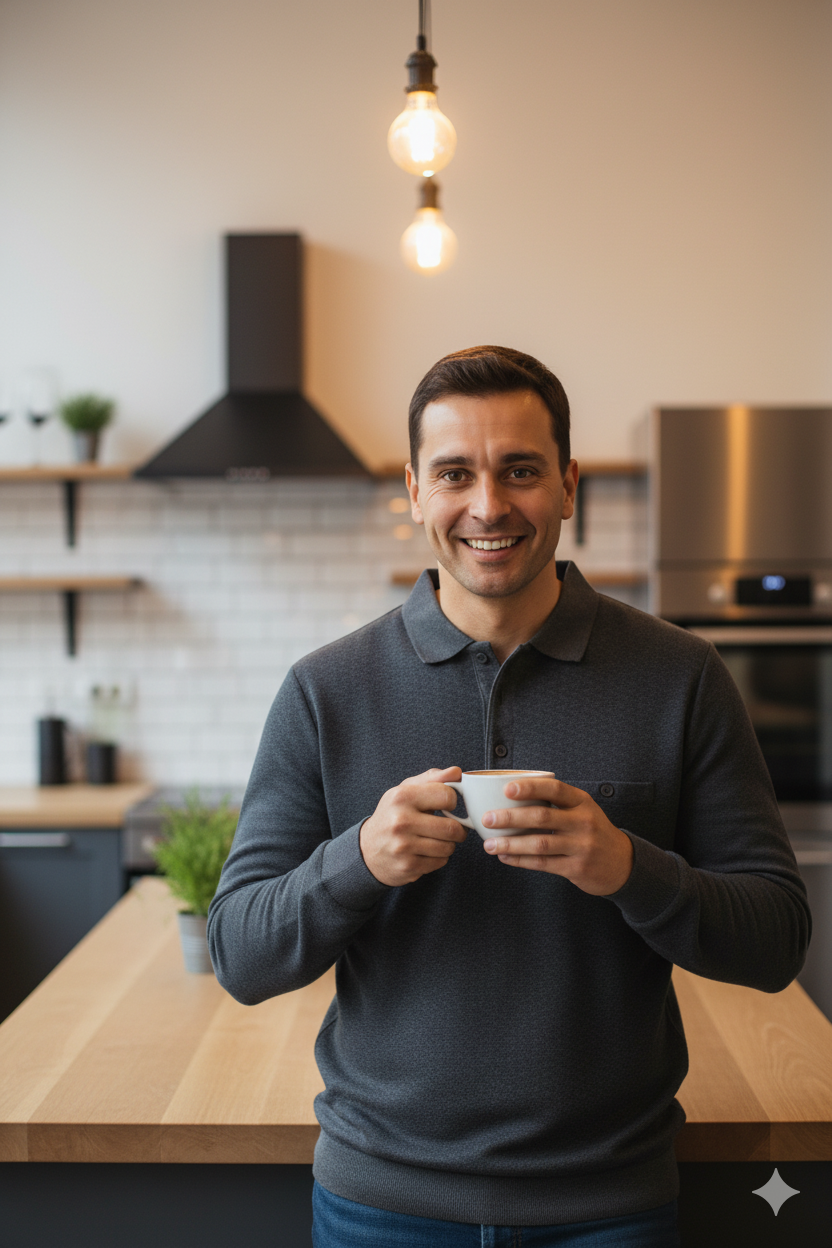 Erkek Kışlık Kazak Pamuklu Düğmeli Polo Yaka Cepli Uzun Kollu Klasik Desenli Rahat Kesim