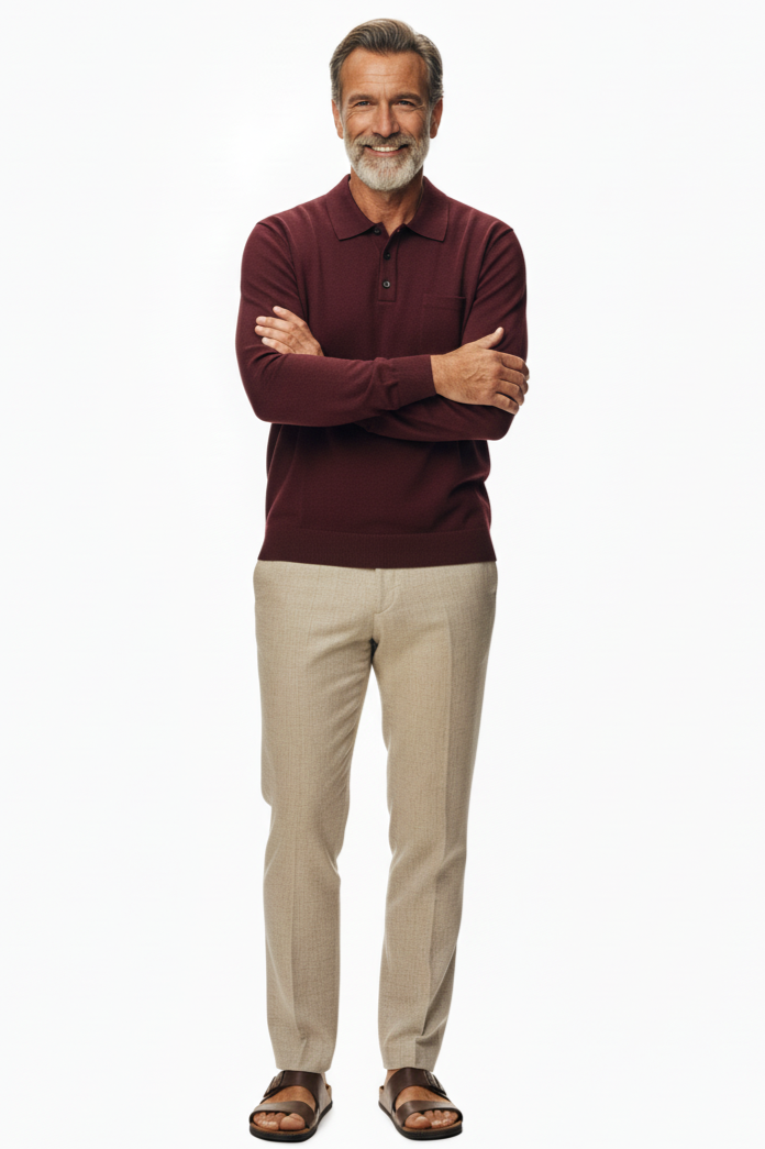 Oppland Erkek Kazak Premium Yün Tarzı Klasik Polo Yaka Düğmeli Cepli Rahat Tam Kalıp