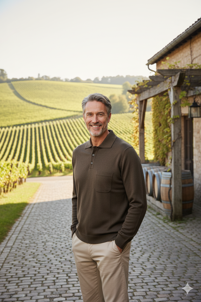 Oppland Erkek Kazak Premium Yün Tarzı Klasik Polo Yaka Düğmeli Cepli Rahat Tam Kalıp