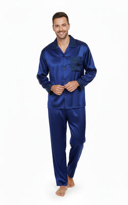 Oppland Erkek Pijama Takımı Saten Kumaş Klasik Model Cepli Rahat Tam Kalıp OPEPT26PIEROMOD91