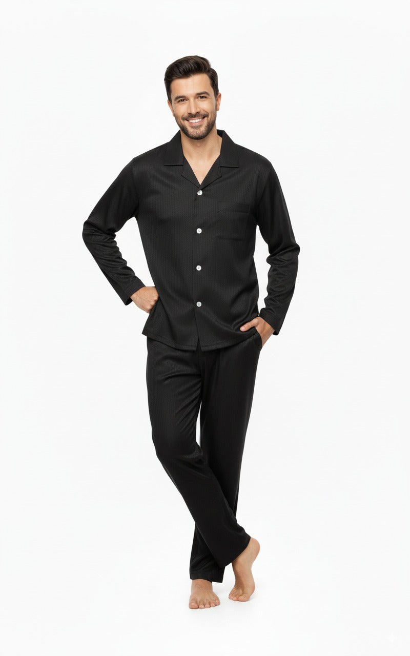 Oppland Erkek Pijama Takımı Saten Kumaş Klasik Model Cepli Rahat Tam Kalıp OPEPT26PIEROMOD91