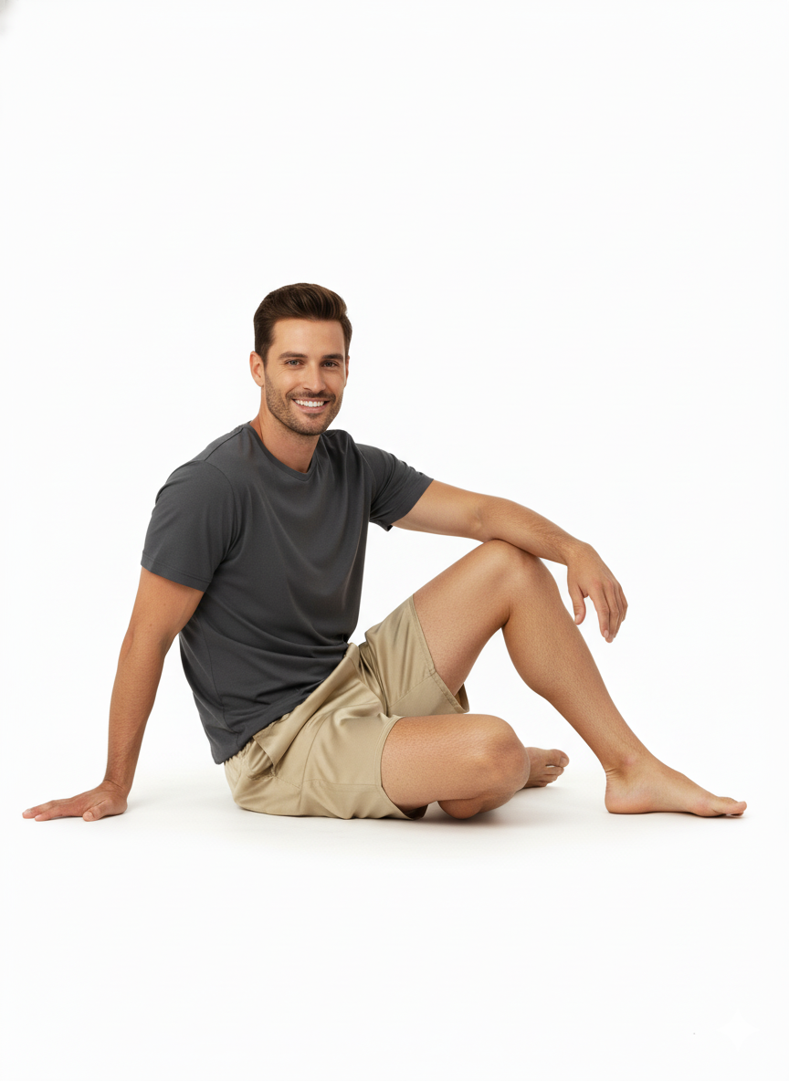 Oppland Erkek Saten Kumaş Şort Düz Renk Beli Lastikli Cepsiz Rahat Kesim Hafif Kumaş