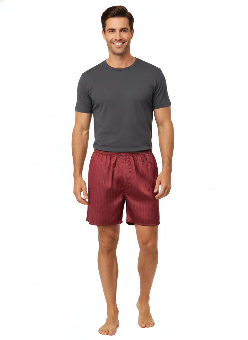 Oppland Erkek Saten Kumaş Şort Düz Renk Beli Lastikli Cepsiz Rahat Kesim Hafif Kumaş