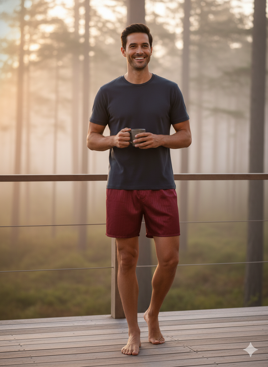 Oppland Erkek Saten Kumaş Şort Düz Renk Beli Lastikli Cepsiz Rahat Kesim Hafif Kumaş