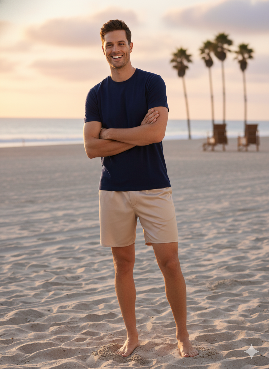 Oppland Erkek Saten Kumaş Şort Düz Renk Beli Lastikli Cepsiz Rahat Kesim Hafif Kumaş