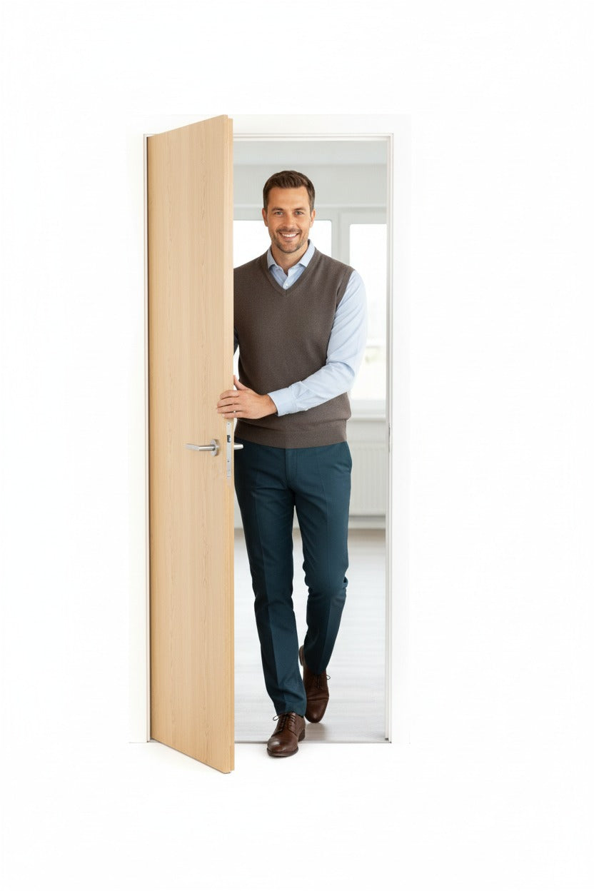 Erkek V Yakalı Düz Renk Klasik Model Rahat Kesim Tam Kalıp Ince Yünlü Dokuma Süveter