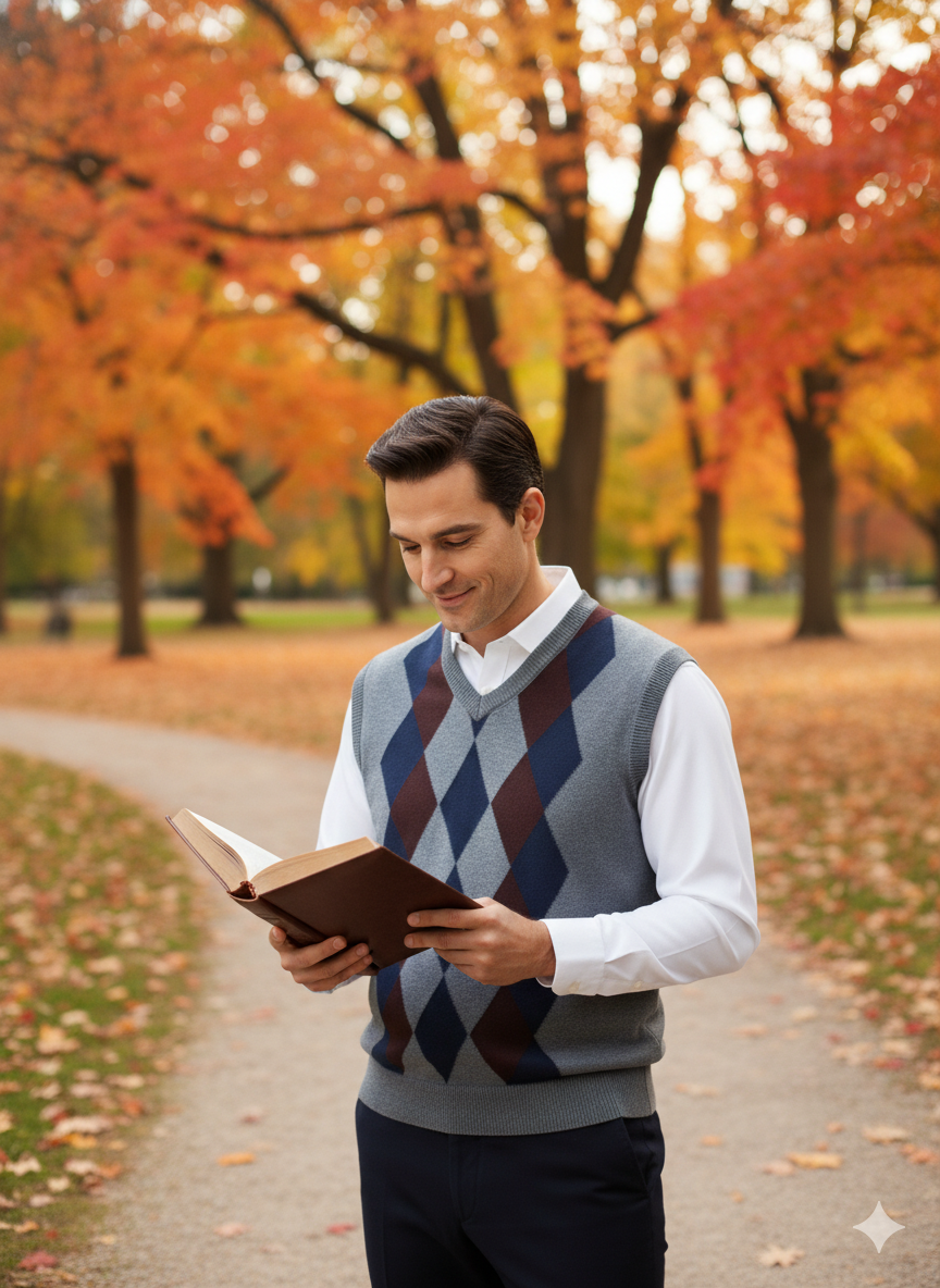 Oppland Erkek Kışlık Süveter Rahat Kesim Triko Dokuma V Yaka Klasik Baklava Desenli