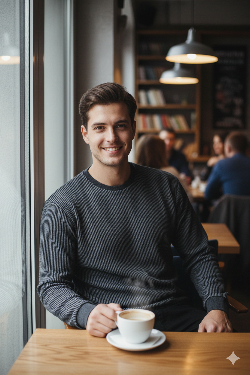 Erkek Mevsimlik Doğal Pamuklu Sweatshirt Bisiklet Yaka Çizgili Rahat Kesim Tam Kalıp