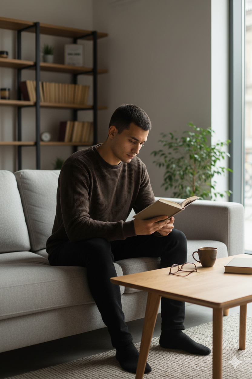 Erkek Mevsimlik Doğal Pamuklu Sweatshirt Bisiklet Yaka Çizgili Rahat Kesim Tam Kalıp