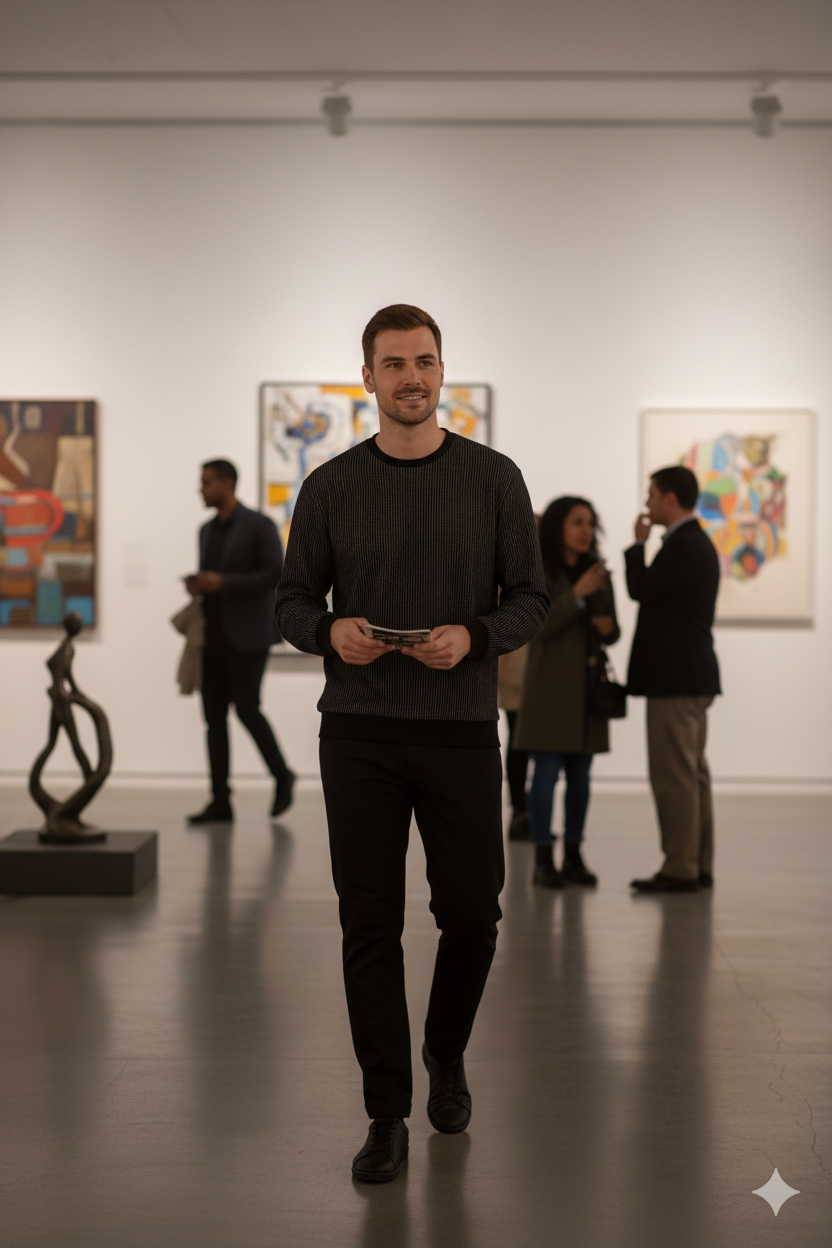 Erkek Mevsimlik Doğal Pamuklu Sweatshirt Bisiklet Yaka Çizgili Rahat Kesim Tam Kalıp