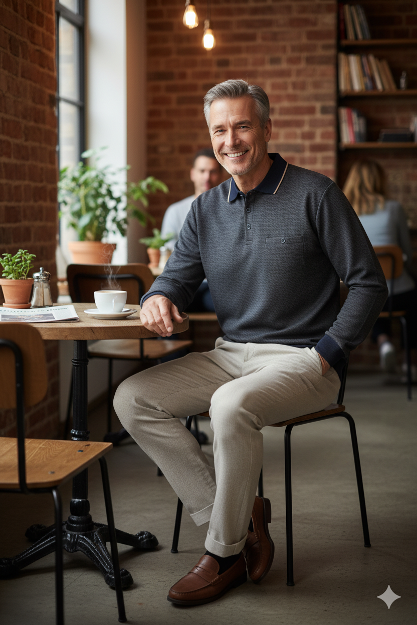 Erkek Kışlık Polo Yaka Kazak Pamuklu Örme Klasik Pıtırcık Selanik Düğmeli Fleto Cepli Rahat