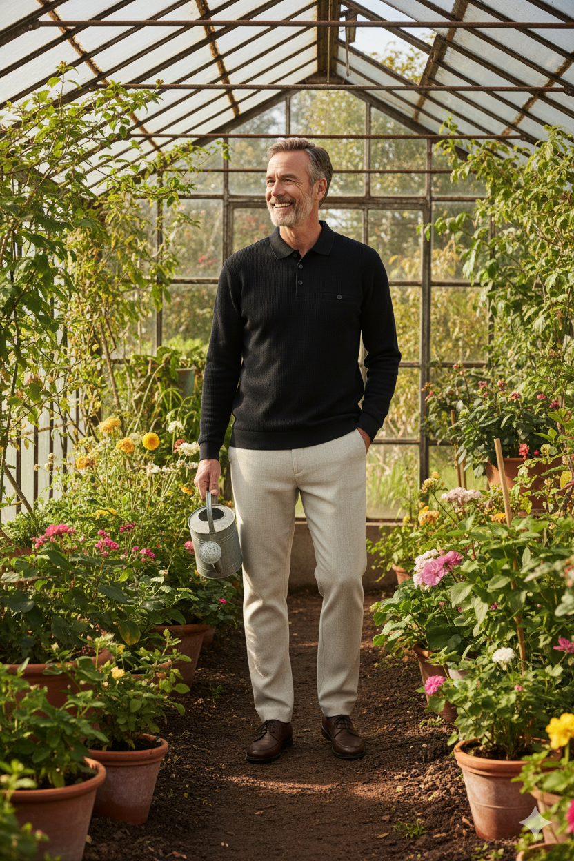 Erkek Kışlık Polo Yaka Kazak Pamuklu Örme Klasik Pıtırcık Selanik Düğmeli Fleto Cepli Rahat