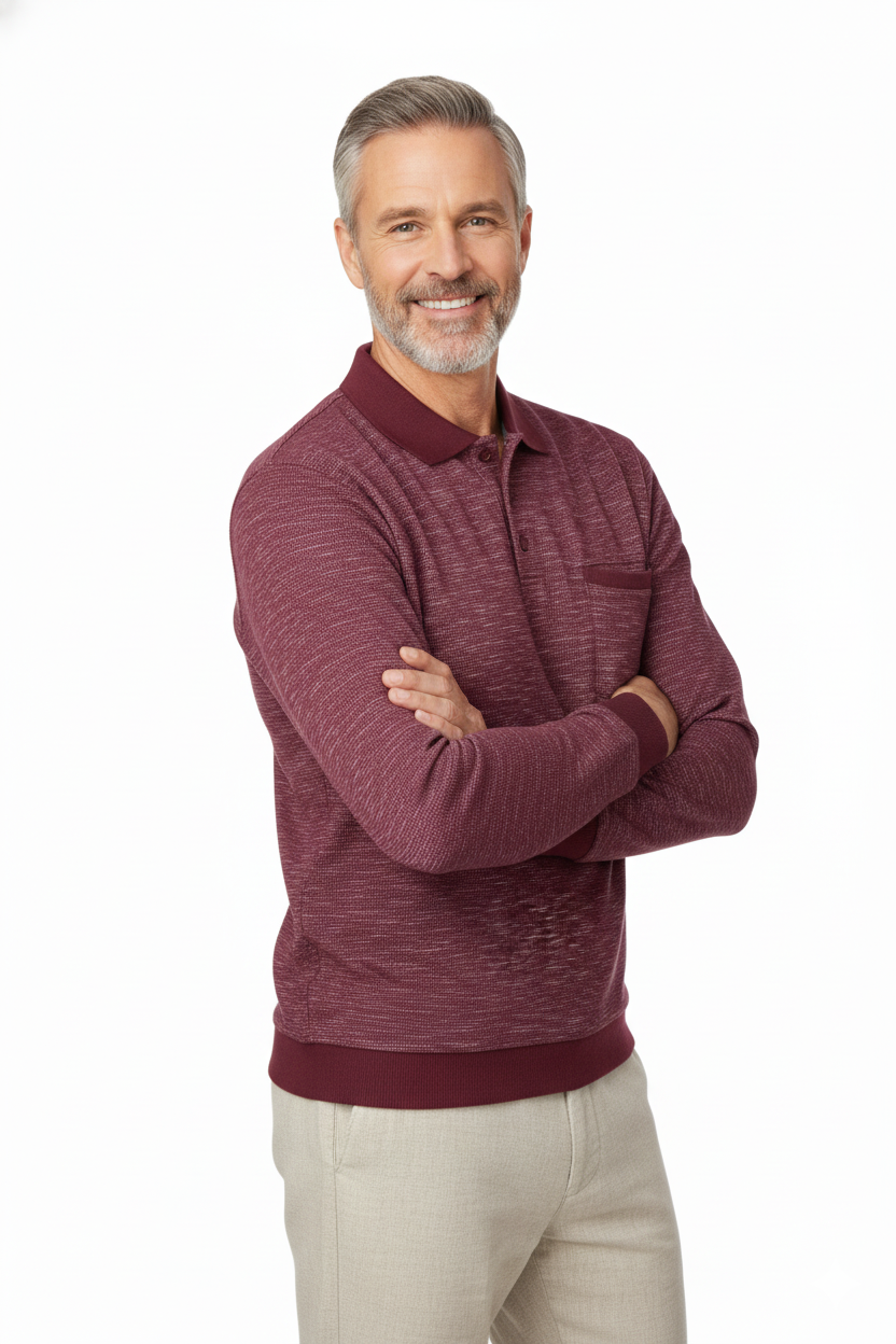 Erkek Kışlık Polo Yaka Kazak Pamuklu Örme Klasik Kırçıllı Selanik Düğmeli Fleto Cepli Rahat