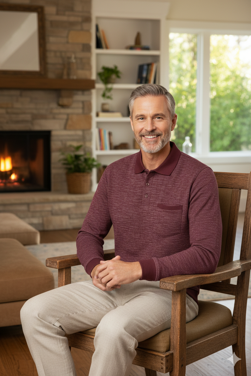 Erkek Kışlık Polo Yaka Kazak Pamuklu Örme Klasik Kırçıllı Selanik Düğmeli Fleto Cepli Rahat