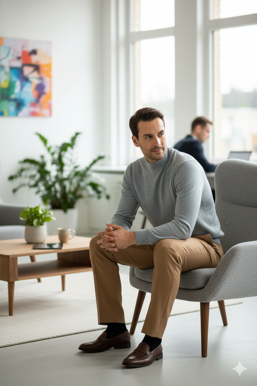 Erkek Kışlık Yarım Balıkçı Yaka Kazak Pamuklu Marina Örme Uzun Kollu Düz Renk Rahat Kesim