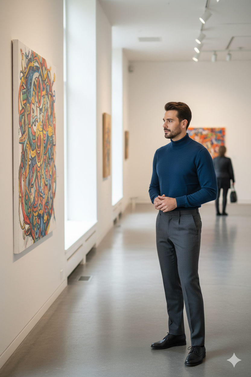 Erkek Kışlık Yarım Balıkçı Yaka Kazak Pamuklu Marina Örme Uzun Kollu Düz Renk Rahat Kesim