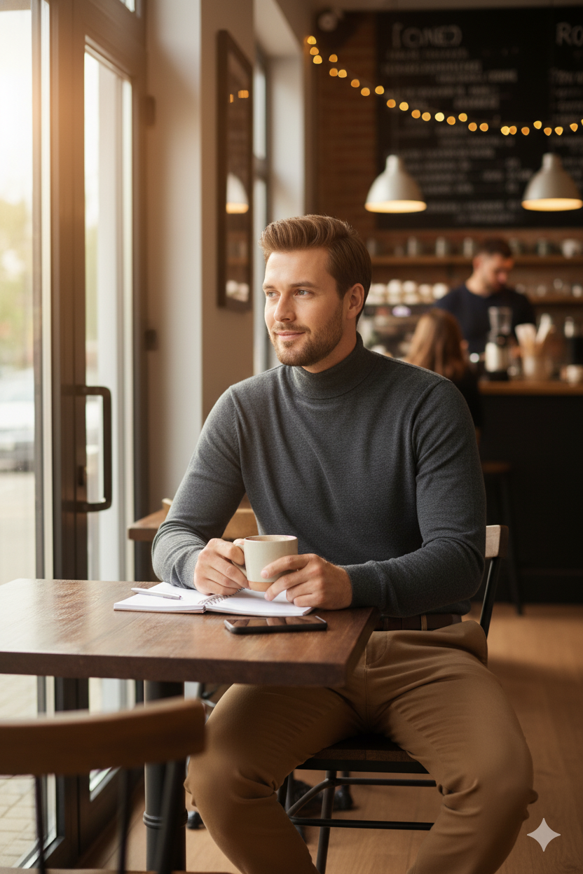 Erkek Kışlık Yarım Balıkçı Yaka Kazak Pamuklu Marina Örme Uzun Kollu Düz Renk Rahat Kesim