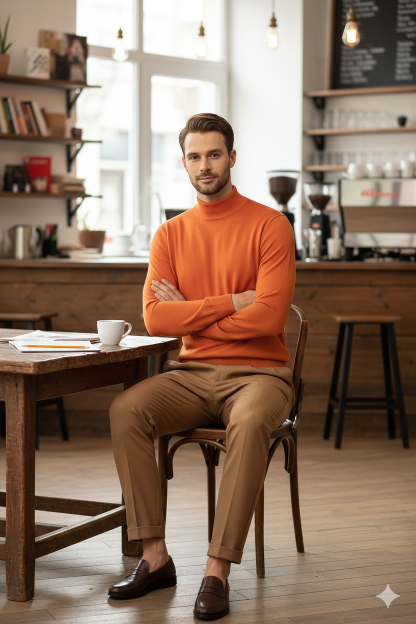 Erkek Kışlık Yarım Balıkçı Yaka Kazak Pamuklu Marina Örme Uzun Kollu Düz Renk Rahat Kesim